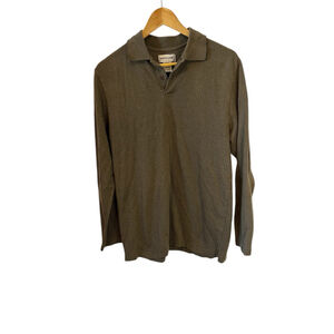 Men's Pierre Cardin Brown Patterned Long Sleeve Polo Shirt M